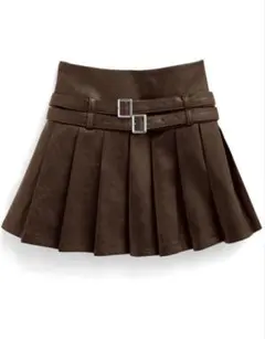GRL インパン裏地付きレザーベルトプリーツミニスカート[tu1482]