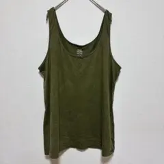 オールドネイビー タンクトップ Uネック 無地 XXL 緑 綿100 インナーのサムネイル