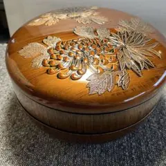未使用　おひつ　小物入れ　花柄　昭和レトロ
