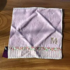 アフタヌーンティー薄紫色のM刺繍ハンカチ