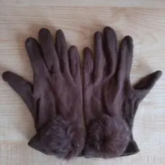 LANCETTI　ファー付き手袋　ブラウン