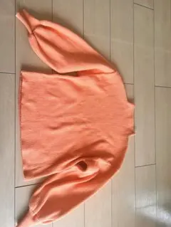 オレンジ リブ編み バルーン袖 セーター