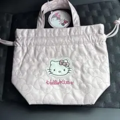 スリーコインズハローキティ キルティング保冷巾着バッグ ピンク