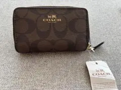 難あり COACH コーチ 財布 ミニウォレット ダブルジッパー ダーク 