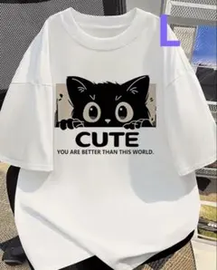 猫柄半袖Ｔシャツ CUTE 綿100% L