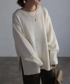 Bonjour Sagan 裾リブニット　ホワイト