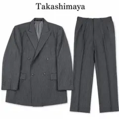 Y297 L タカシマヤ ELEFIT ストライプ 上品 ダブル スーツ メンズのサムネイル