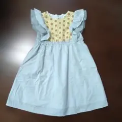 アプレレクール　ひまわり　ワンピース　120　水色　ドレス　花柄