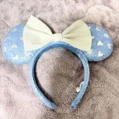 ディズニー ミニー　カチューシャ　水色　ハート　スパンコール なかよしクラブ