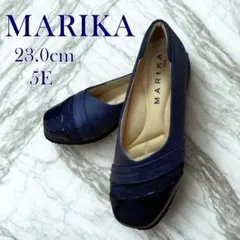 【新品】幅広5E MARIKA パンプス 23cm ネイビー エナメル 外反母趾