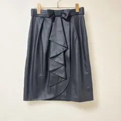 ブラック　リボン付きタイトスカート　2 M ツヤ感　ketty ラップスカート