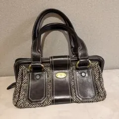 CELINE ハンドバッグ ブラック×ホワイト ツイード レザー 希少 レア 