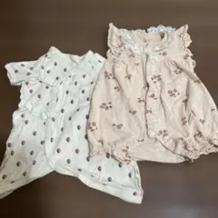 petit main オーガニックコットン　コンビ肌着 50-60 いちご柄