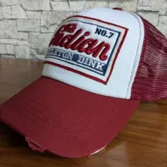 メッシュ　キャップ　ストリート　アメカジ　ダメージ　ヴィンテージ　古着　人気　赤