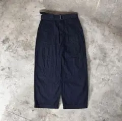 ナノユニバース ベルト付 デニム ワイドパンツ LB.03 ベルベット