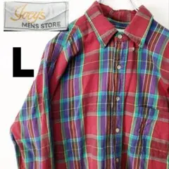 CUT in usa 古着　ネルシャツ　L  レッド　グリーン　チェック