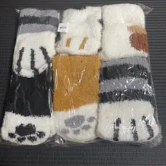 【新品未開封】猫柄のフリースソックス 6足セット　ふかふか　もこもこ