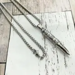 T93 メンズ ネックレス 人気 弾丸 シルバー ステンレス チェーン 新品