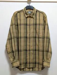 ★美品★ノースフェイス　麻混　長袖チェックシャツ　サイズM