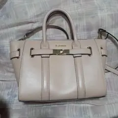 ベージュ 2way ショルダーバッグ ゴールド金具