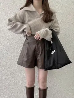 GRL レザーショートパンツ　tu98