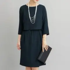 極美品✨URBAN RESEARCH DOORS レイヤードワンピース ネイビー