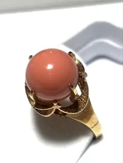 K18 桃色珊瑚 リング 値下げ相談可 - メルカリ