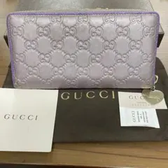 ★GUCCIグッチ長財布　ラウンドファスナー　ラブリーハート　パープル★ GUCCI グッチ ラブリー ハートチャーム ゴールド金具 ラウンド