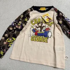 新品おさるのジョージ キッズ長袖Tシャツ ロンT110cm 黒系ラグラン