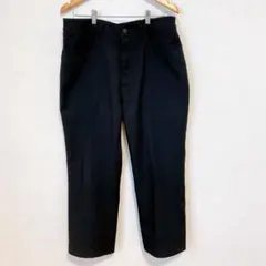 センタープレスストレートパンツ　GU XL ブラック　黒　紐あり