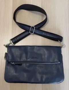 美品】Allegro ウエストポーチ ボディバッグ レザー 黒 ロゴ金具 | Mercari