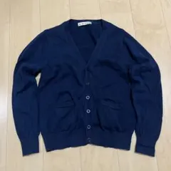 ネイビー カーディガン レディースM コットン 無地 紺 スクール 制服 通学