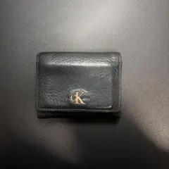 Calvin Klein 黒 レザー 三つ折り財布