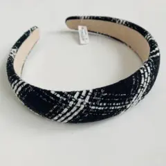 OSEWAYA モノトーン　チェック　カチューシャ