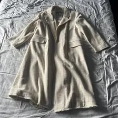 ZARA アイボリー ロングコート Mサイズ　ツイード