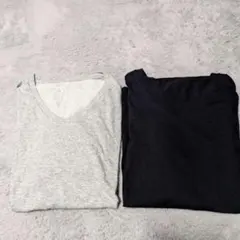 ドライカラーVネックTシャツ　UNIQLO ユニクロ　2枚セット　L