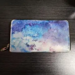 受注制作 ハンドメイド ゴード革 長財布 星空 手彫り 手染め 猫あり猫 