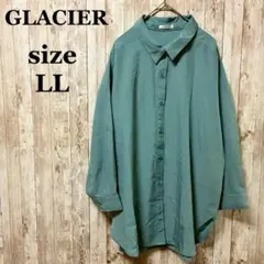 良品✨GLACIER 長袖シャツ LL グリーン きれいめカジュアル シンプル