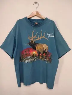 90s USA製 アニマル シカ 鹿 シングルステッチ Tシャツ