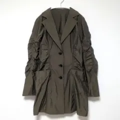 【美品】ピノーレ 形状記憶シャーリングコート 38 M カーキブラウン 薄手
