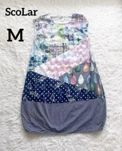 【美品】ScoLar スカラー　バルーンワンピース　水彩画　Mのサムネイル