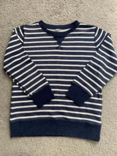 無印良品 スウェットトレーナー ボーダー スモーキーブルー 120cm