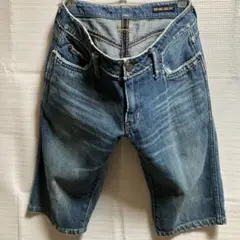 BLUE BLUE デニムハーフパンツ　聖林公司　Mサイズ ブルー　ダメージ加工のサムネイル