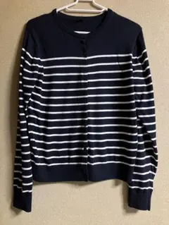 ユニクロ UVカットボーダークルーネックカーディガン L