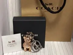 ⭐美品⭐COACH テディベア チャーム キーホルダー オレンジ COACH (コーチ) ベアチャーム レッド×オレンジ ベア/キーフォブ スター