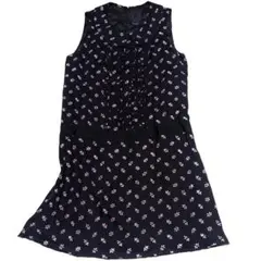 ANNA SUI アナスイ ワンピース 4 花柄 丸襟 フリル 黒 膝丈 レトロ