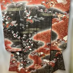 正絹 振袖 紫 御所車 四季花 金彩 駒刺繍 共八掛 豪華 成人式 - メルカリ