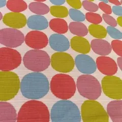 和柄風レトロカラフルドット柄 綿生地 日本製 約110cm幅×90cm