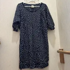 パドカレ pas de calais ドット ワンピース ビジュー 装飾 七分袖のサムネイル