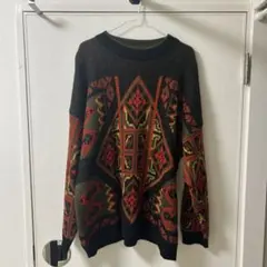 Trutus biancarra 80s レザー ニット スウェット セーター - メルカリ